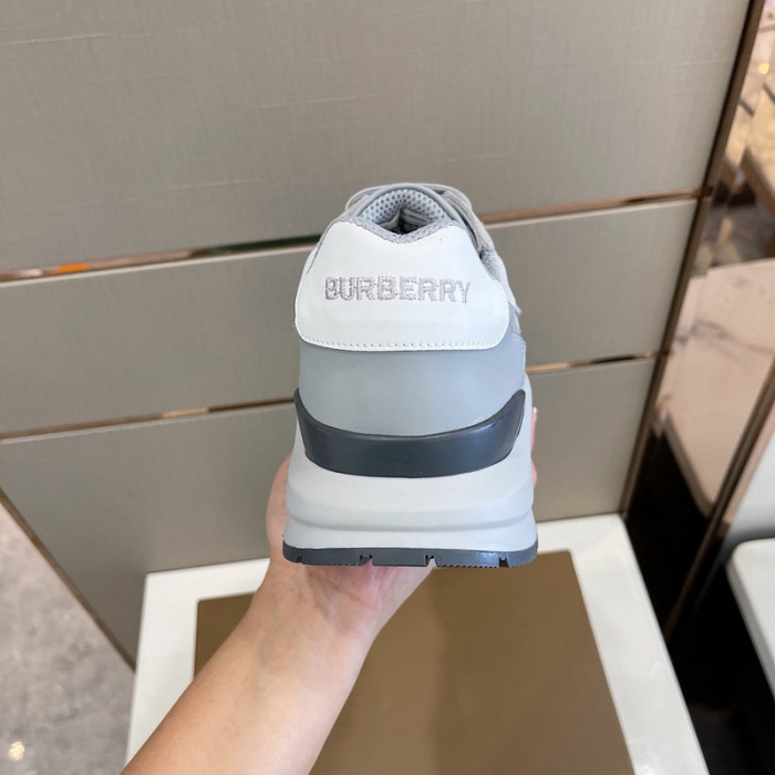 B**rry vintage check, leather and mesh sneakers