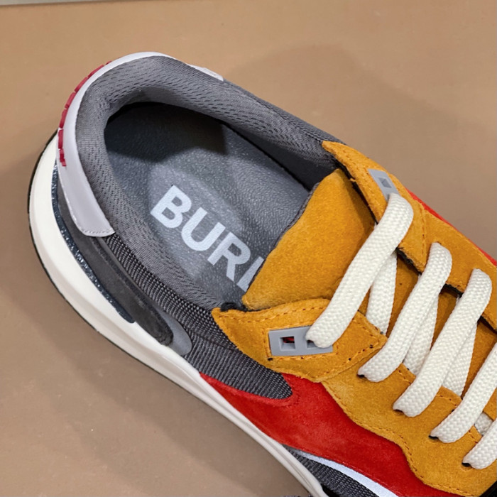 B**rry vintage check, leather and mesh sneakers
